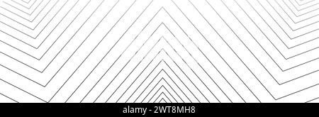 Black curved lines that go from thin to thick. Sharp corners drawn in ink. Abstract geometric background with monochrome zigzag texture. Vector Stock Vector