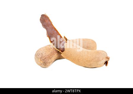 Fresh tamarind fruit isolated on white background Stock Photo