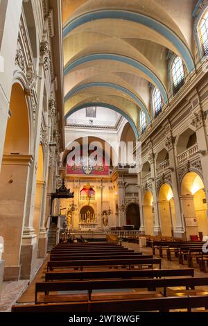 Lyon, France - January 26, 2022: The interior of the Church of St. Polycarpe  located in Old Lyon. Stock Photo