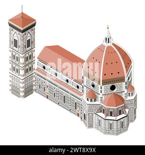 The Cathedral of Santa Maria del Fiore isometric vector illustration Stock Vector