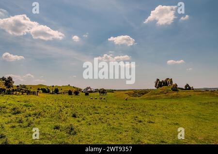 Clonmacnoise was founded in 545 by St Ciarán where the main east-west roads of the time met, across the moors of central Ireland to Eiscir Riada. Stock Photo