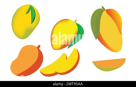 Mango  Vector Design And Illustration Bundle. Stock Vector