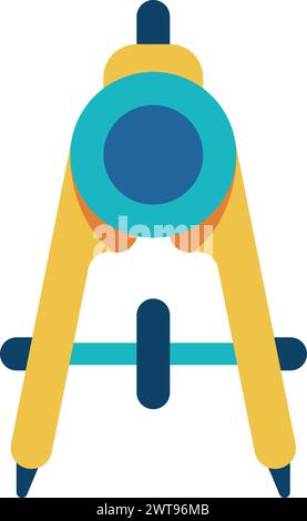 Math compass flat icon. Color school supply Stock Vector