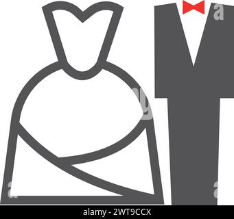Bride and groom black icon. Wedding couple symbol Stock Vector Image ...