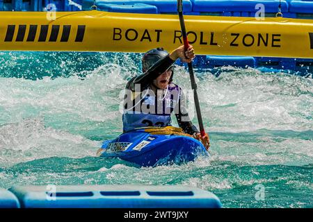 Rio De Janeiro, Brazil. 16th Mar, 2024. American Championship and Continental Selective Canoeing Salom at the Deodoro Radical Park in Rio de Janeiro. The competition takes place from March 14th to 17th. Olympic finalist and World Kayak Cross Champion Ana Sátila. Credit: Alexandre Silva/FotoArena/Alamy Live News Stock Photo