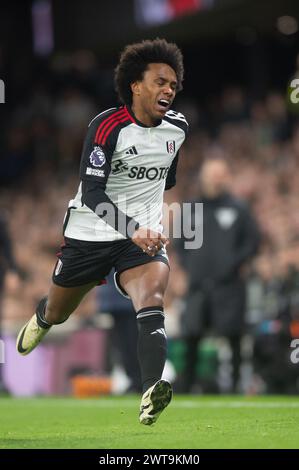 London, UK. 16th Mar, 2024. Willian of Fulham during the Premier League match between Fulham and Tottenham Hotspur at Craven Cottage, London, England on 16 March 2024. Photo by Salvio Calabrese. Editorial use only, license required for commercial use. No use in betting, games or a single club/league/player publications. Credit: UK Sports Pics Ltd/Alamy Live News Stock Photo