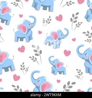 Seamless pattern with elephants on a white background Stock Vector