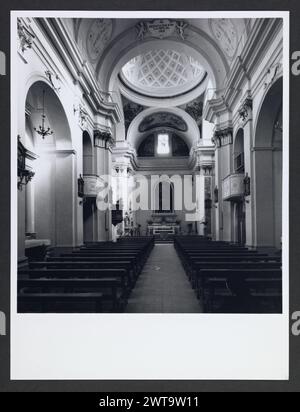 Abruzzo Pescara Torre de' Passeri Cathedral. Hutzel, Max 1960-1990 Views of the baroque facade and portal and one interior view. German-born photographer and scholar Max Hutzel (1911-1988) photographed in Italy from the early 1960s until his death. The result of this project, referred to by Hutzel as Foto Arte Minore, is thorough documentation of art historical development in Italy up to the 18th century, including objects of the Etruscans and the Romans, as well as early Medieval, Romanesque, Gothic, Renaissance and Baroque monuments. Images are organized by geographic region in Italy, then b Stock Photo