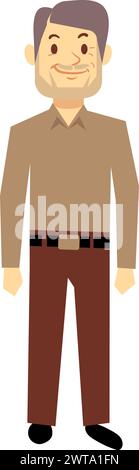 Middle age man standing. Smiling character. Happy person Stock Vector