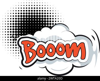 Boom cloud in retro comic style. Halftone gradient balloon Stock Vector