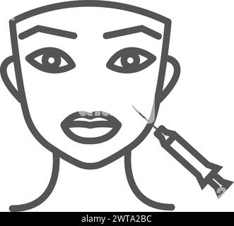 Face injection icon. Female beauty anti age procedure Stock Vector