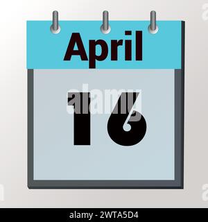 day on the calendar, vector image format, April 16 Stock Vector
