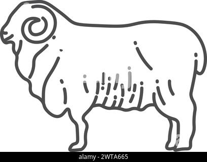 Sheep line icon. Ram symbol. Farm animal Stock Vector