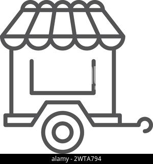 Mobile cafe stand. Street food cart icon Stock Vector