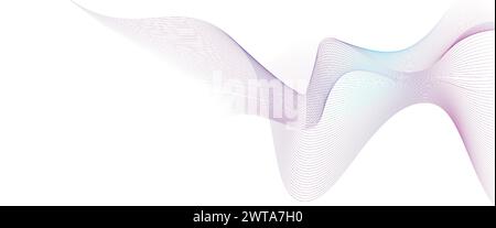 Purple-Sky Blue-Green Abstract Digital Technology Banner Waving Lines Background. Navy Blue-pink gradient Future technology Diagonal geometric shape Stock Vector