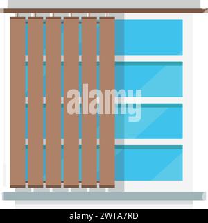 Window with vertical blinds. Interior element. Cartoon room glass Stock Vector