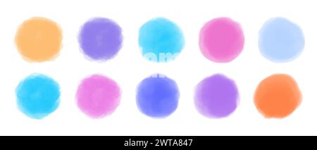 Many Brush Circle Logo Template Vector Set Stock Vector