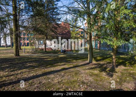 Old house on the premises of Rundfunk Berlin-Brandenburg (rbb), Marlene-Dietrich-Allee, Potsdam, Brandenburg, Brandenburg, Germany Stock Photo