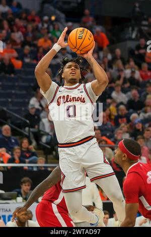 Illinois guard Terrence Shannon Jr. (0) celebrates after making a 3 ...