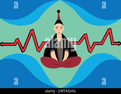 Relaxing monk in a lotus pose Stock Vector