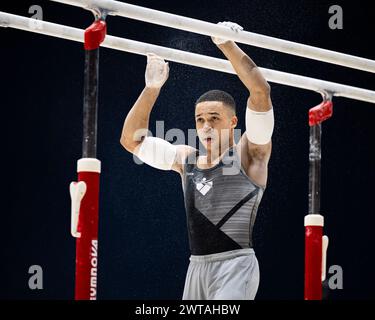 LIVERPOOL, UNITED KINGDOM. 16 Mar, 24. Joe Fraser competes in Men’s Senior All-Around during the 2024 Gymnastics British Championships at M&S Bank Arena on Saturday, 16 March 2024. LIVERPOOL ENGLAND. Credit: Taka G Wu/Alamy Live News Stock Photo