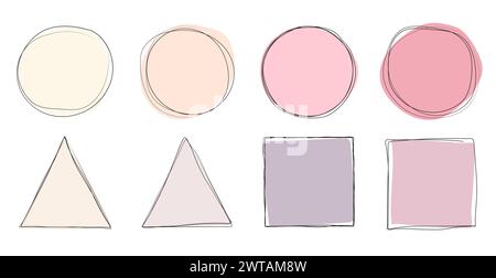 Set of Abstract Geometric Shape Background Elements of Circle, Rectangle and Triangle Stock Vector