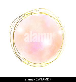 Peach Feminine Brush Circle Sparkle Logo Template Vector Stock Vector