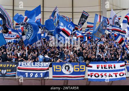 Bari, Italy. 16th Mar, 2024. Supporters of Sampdoria during SSC Bari vs UC Sampdoria, Italian soccer Serie B match in Bari, Italy, March 16 2024 Credit: Independent Photo Agency/Alamy Live News Stock Photo