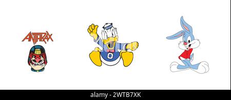Buster, Oregon Duck, Anthrax Judge Dredd Not Man. Top vector logo collection. Stock Vector