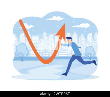 A minimal style of a red down graph of the financial crisis, economic downturn, inflation, recession, failure, bankruptcy, and crisis concept. Busines Stock Vector