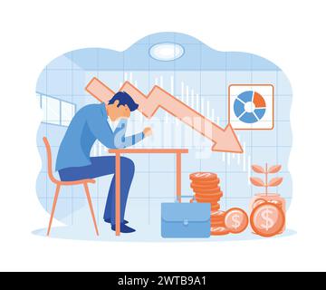 Bankruptcy Stock market crash arrow. Broke company Economical loan payback problem Investment failure Budget collapse Panic in economy fail Recession Stock Vector