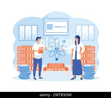 Landing page template of Data Science Concept. Modern design concept of web page design for website and mobile website. flat vector modern illustratio Stock Vector