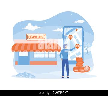 Franchise banner. Franchising business branch expansion. flat vector modern illustration Stock Vector