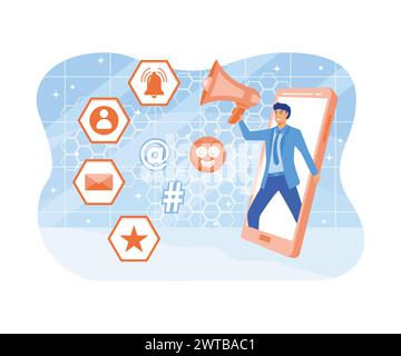 Social Media Influencer design concept Showing people bringing likes and reactions for get engagement. flat vector modern illustration Stock Vector