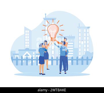 Team brainstorming concept. Success managers team, creative people have new idea. flat vector modern illustration Stock Vector