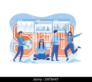 SEO market research Website coding, internet search optimization, presentation, social media, documents. flat vector modern illustration Stock Vector