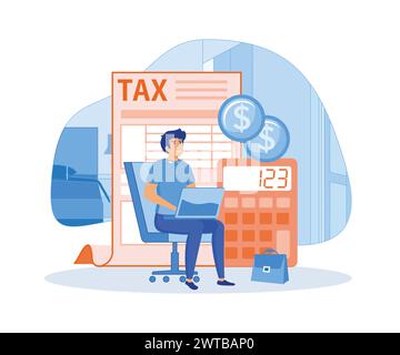 Tax preparation . Corporate tax, document preparation, payment planning, corporate accountancy. flat vector modern illustration Stock Vector