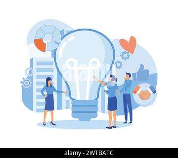 Business Idea concept. people try to find best idea. landing page, website, banner, homepage. flat vector modern illustration Stock Vector