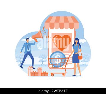 Order confirmation concept. Online internet shopping sale buy purchase process, online payment, customer service and delivery, mobile shopping. flat v Stock Vector