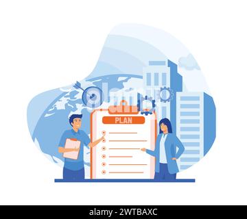 Business planning concept. Business time management, People planning new business. flat vector modern illustration Stock Vector