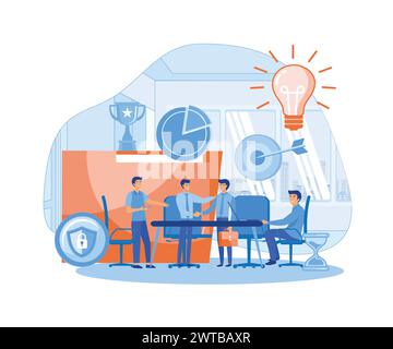 Business Meeting concept. Business workflow, time management, planning, task app, teamwork, meeting. flat vector modern illustration Stock Vector