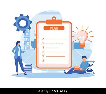 Business planning concept. Business presentation task app, teamwork, meeting. flat vector modern illustration Stock Vector