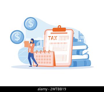 Tax preparation abstract. Tax year, payment planning, corporate accountancy, annual return abstract metaphor. flat vector modern illustration Stock Vector