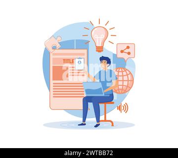 Blog promotion guidance. How to attract the audience to your blog. Title creation, naming tips. Relevant and valuable title. Digital advertising, soci Stock Vector