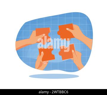 Team work and team building, corporate organization and partnership, problem solving, creative solution, innovative business approach, brainstorming, Stock Vector