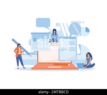 Blogging, Blogger. Freelance. Creative writing. Copy writer. Content management. flat vector modern illustration Stock Vector
