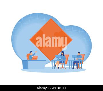 Team Work concept. Teamwork office computer. flat vector modern illustration Stock Vector