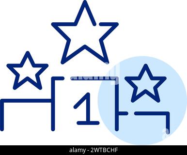 Champion podium with stars. Career achievements and professional success. Pixel perfect, editable stroke icon Stock Vector