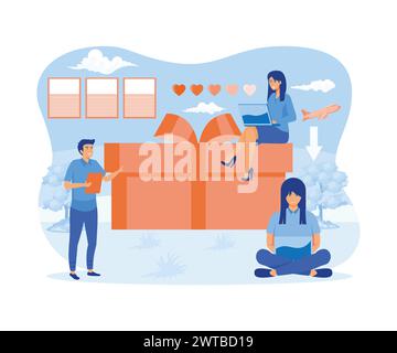 Online shopping. Flat design people and technology concept. Business presentation, advertising material. flat vector modern illustration Stock Vector