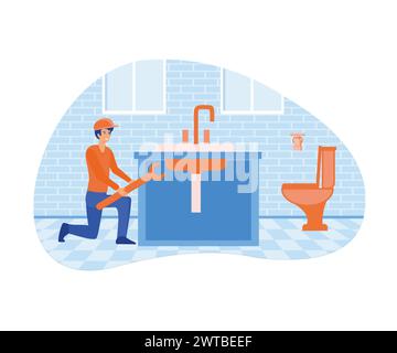 Home renovation abstract concept. Plumber services. flat vector modern illustration Stock Vector